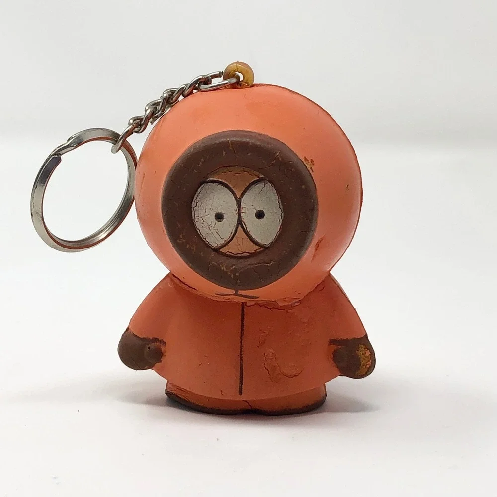 Vintage 1998 South Park Kenny McCormick Keychain Comedy Central Orange Foam Toy